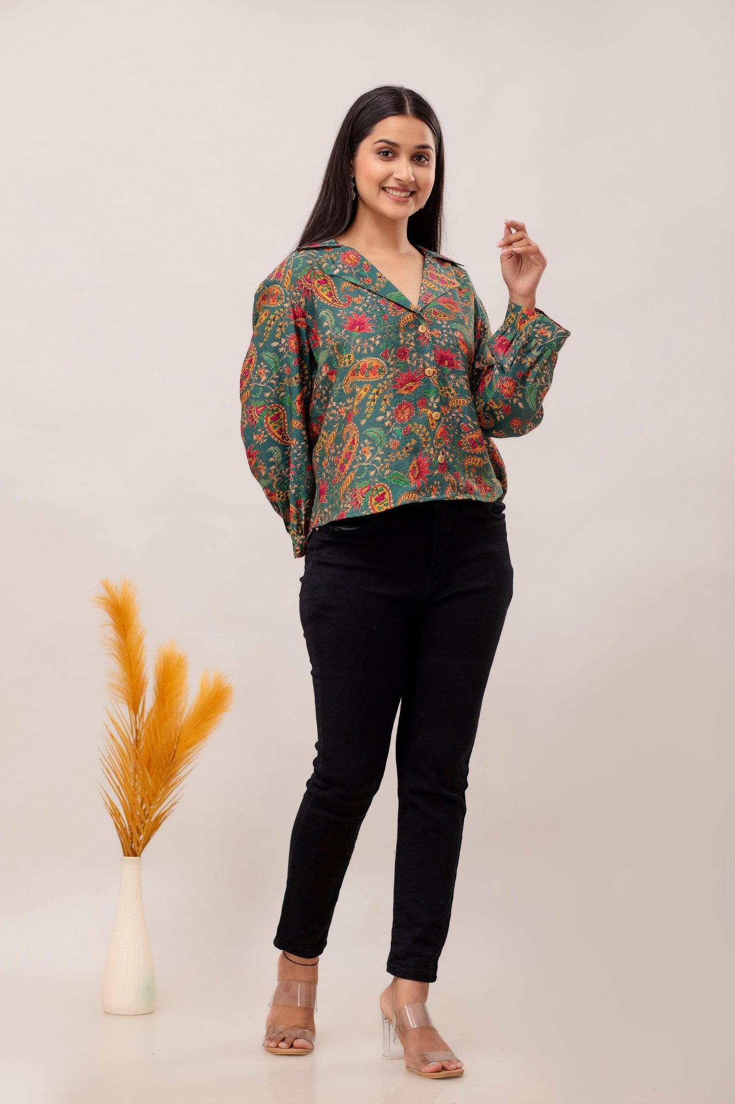 Green Muslin Silk Shirt