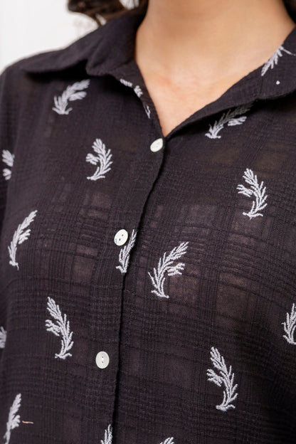 Black Cotton Jacquard Shirt