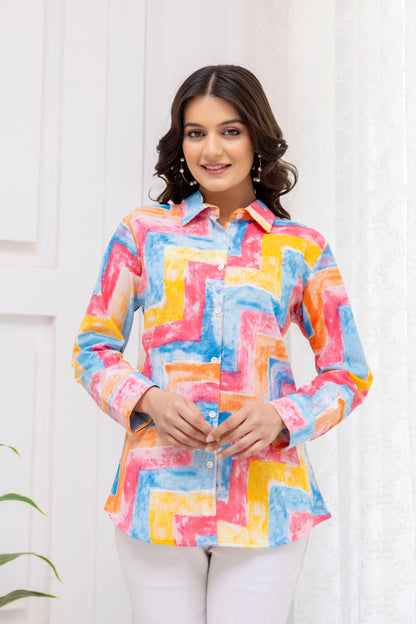 Multi-Colour Abstract Print Shirt