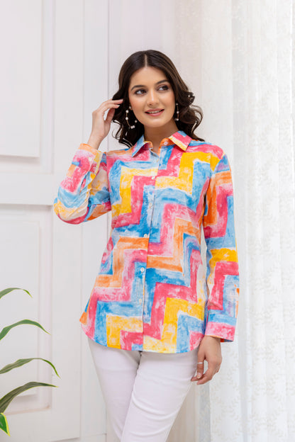 Multi-Colour Abstract Print Shirt