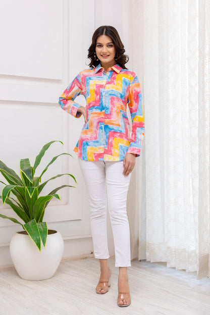 Multi-Colour Abstract Print Shirt