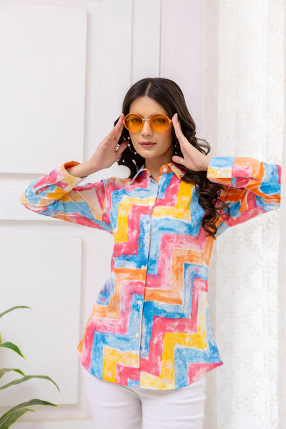 Multi-Colour Abstract Print Shirt