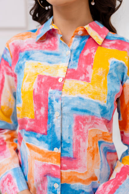 Multi-Colour Abstract Print Shirt