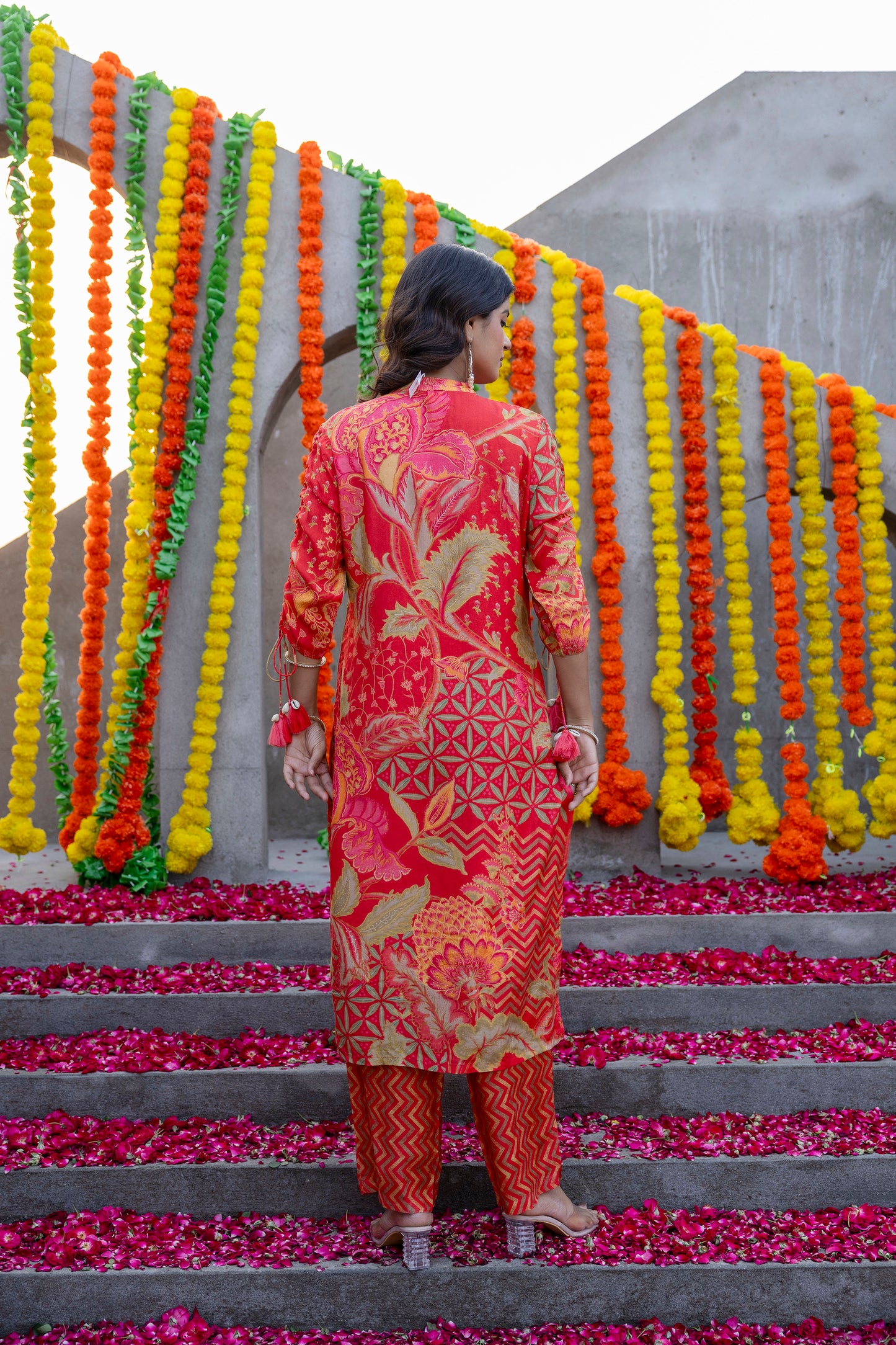 Orange Muslin Kurta Pant Set