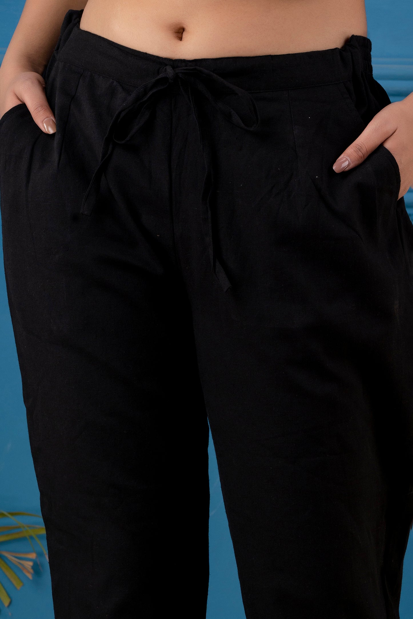 Black Cotton Flex Straight Fit Pant