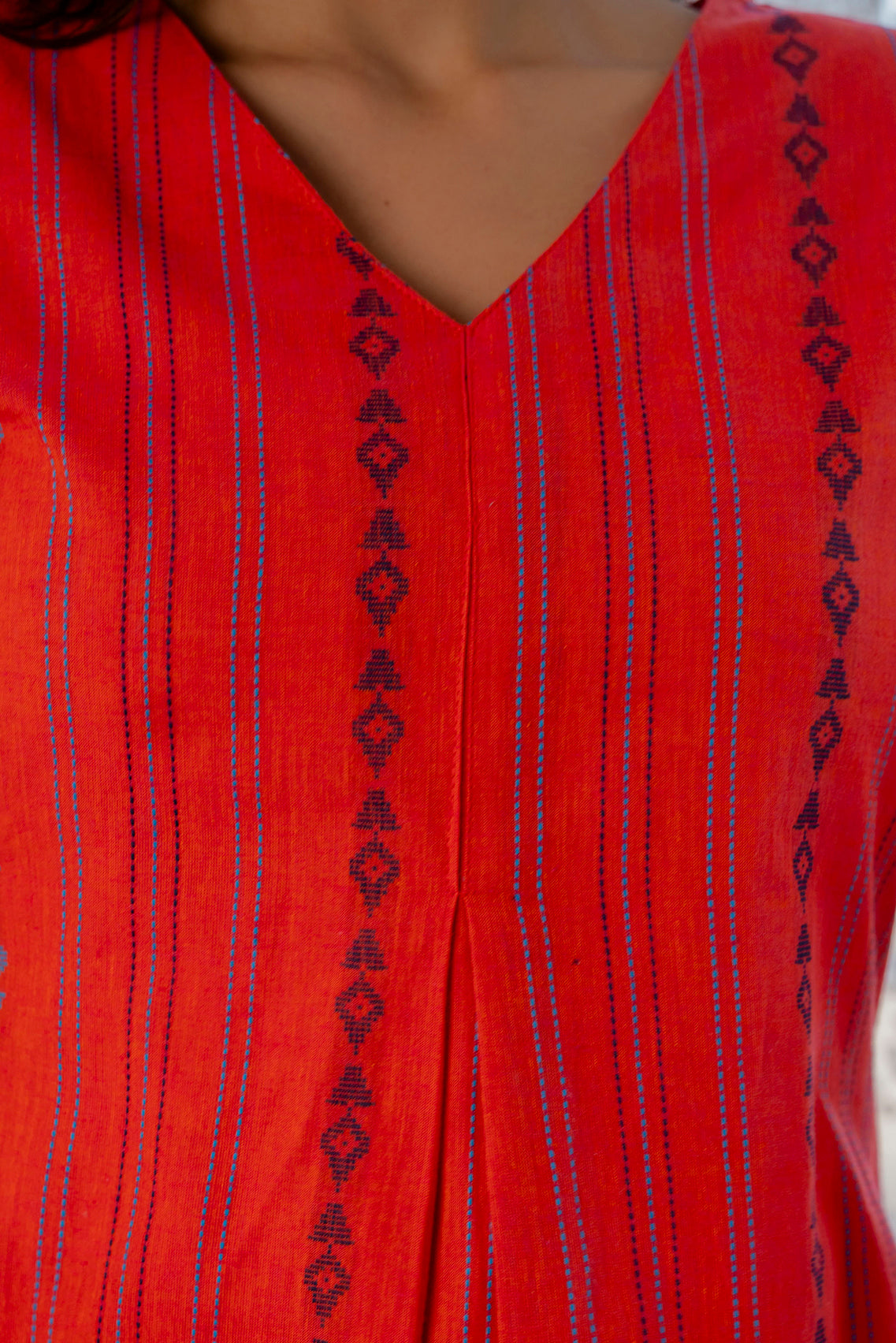 Burnt Orange Hand-weaved Kurta Set