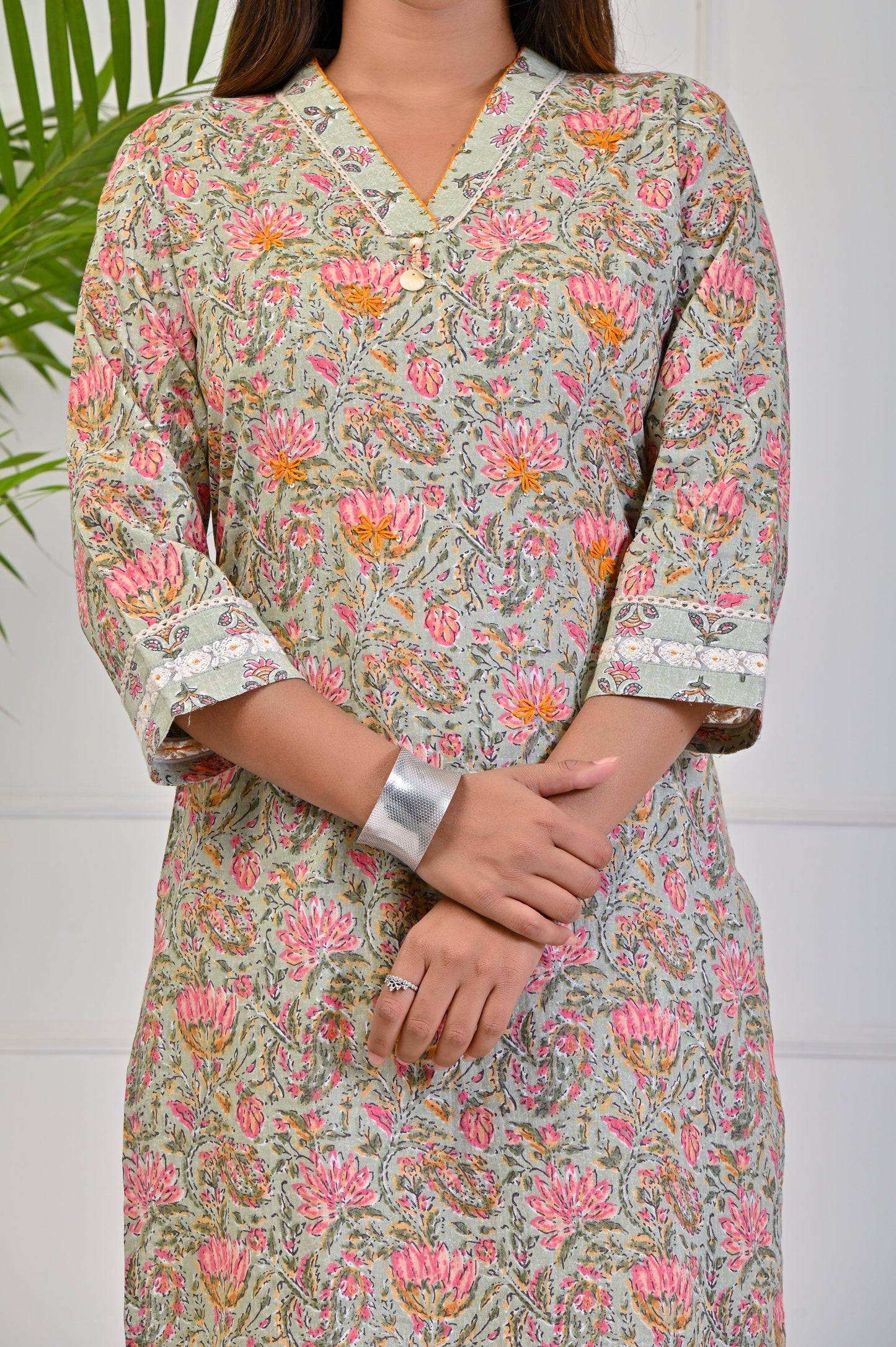 Printed Green Kurta Pant Set