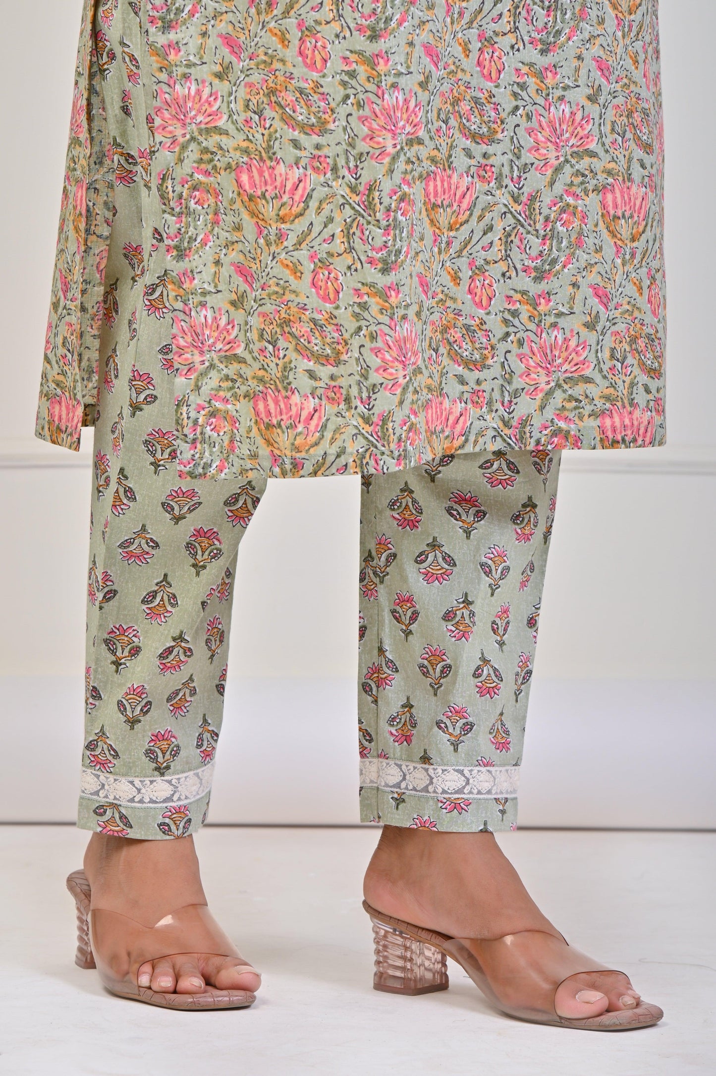 Printed Green Kurta Pant Set