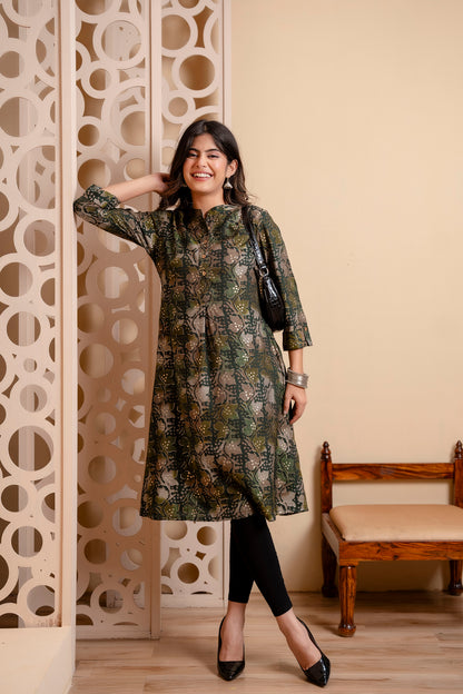 Flowy Green Short Kurti