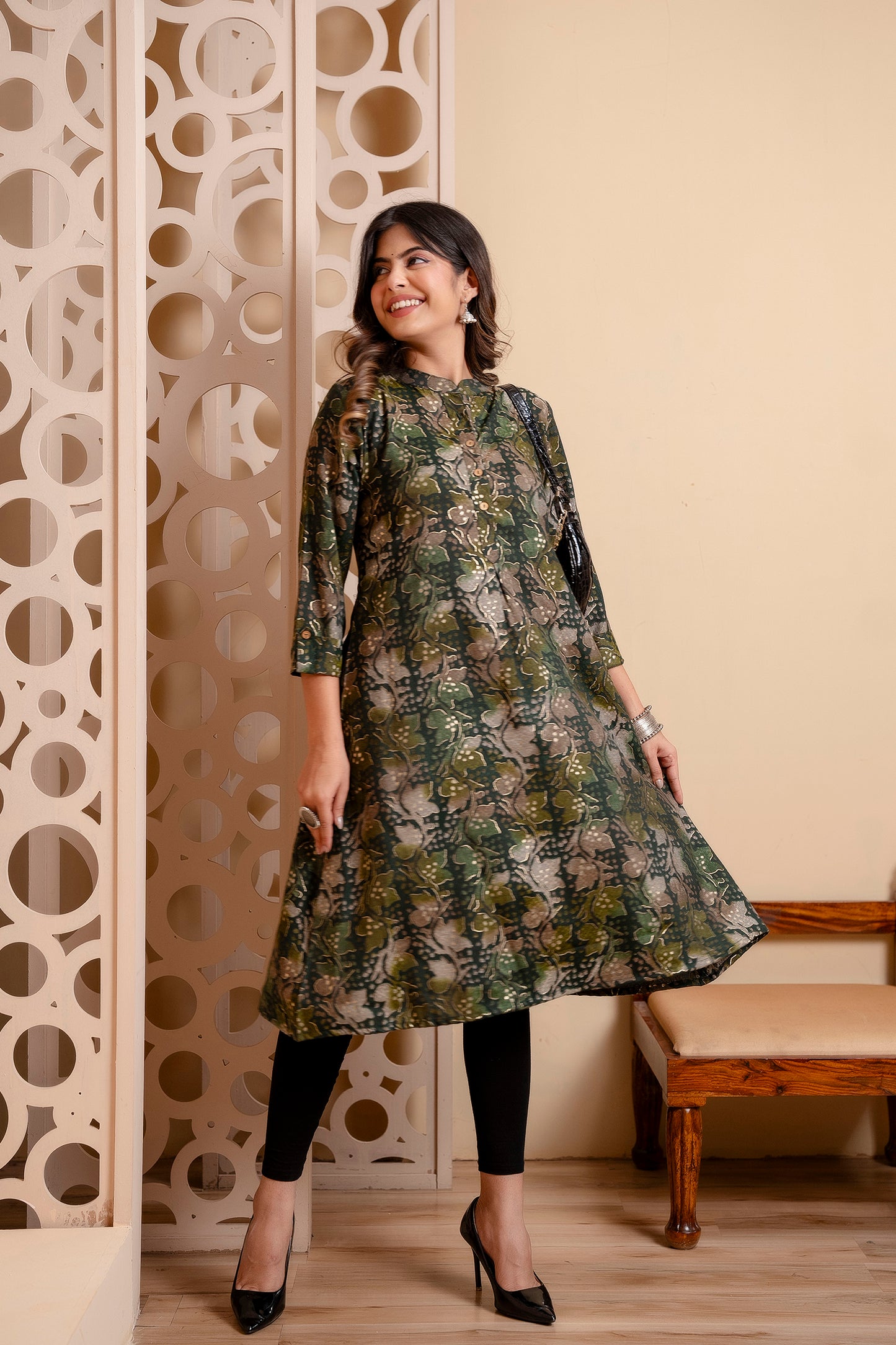 Flowy Green Short Kurti