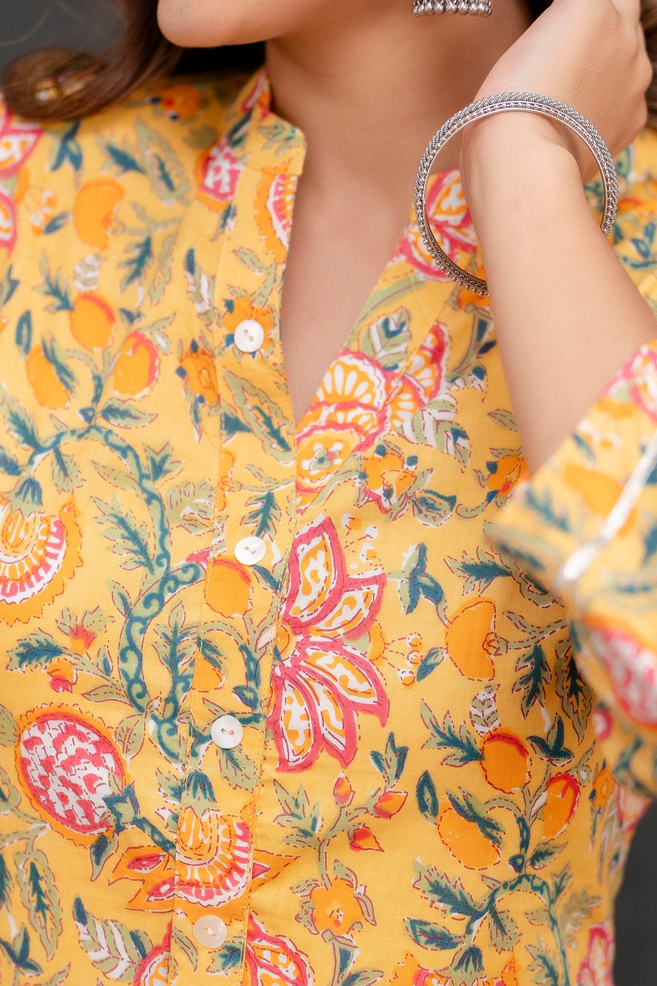 Yellow Printed Kurta Pant Set