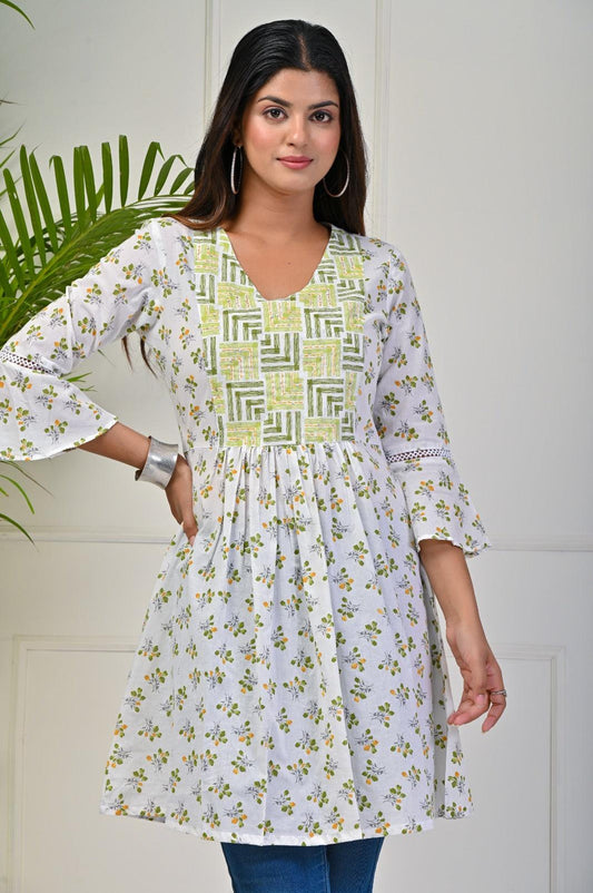 Light Green Printed Cotton Tunic